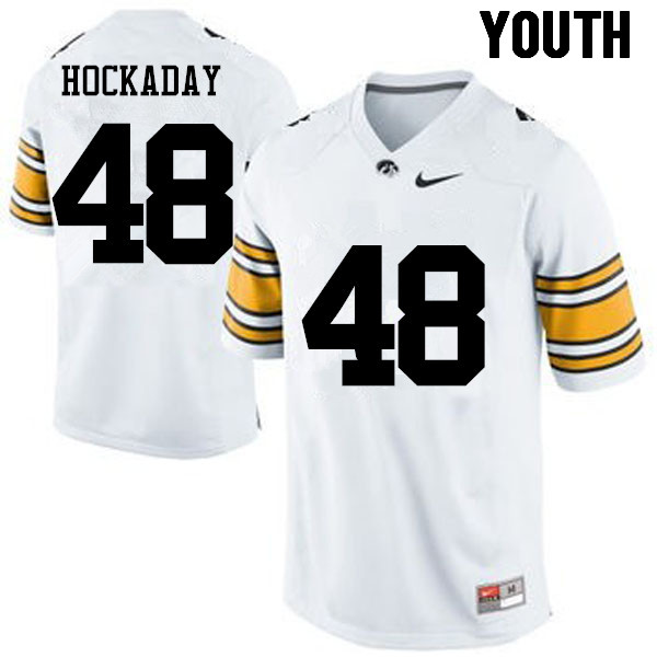 Youth Iowa Hawkeyes #48 Jack Hockaday College Football Jerseys-White - Click Image to Close